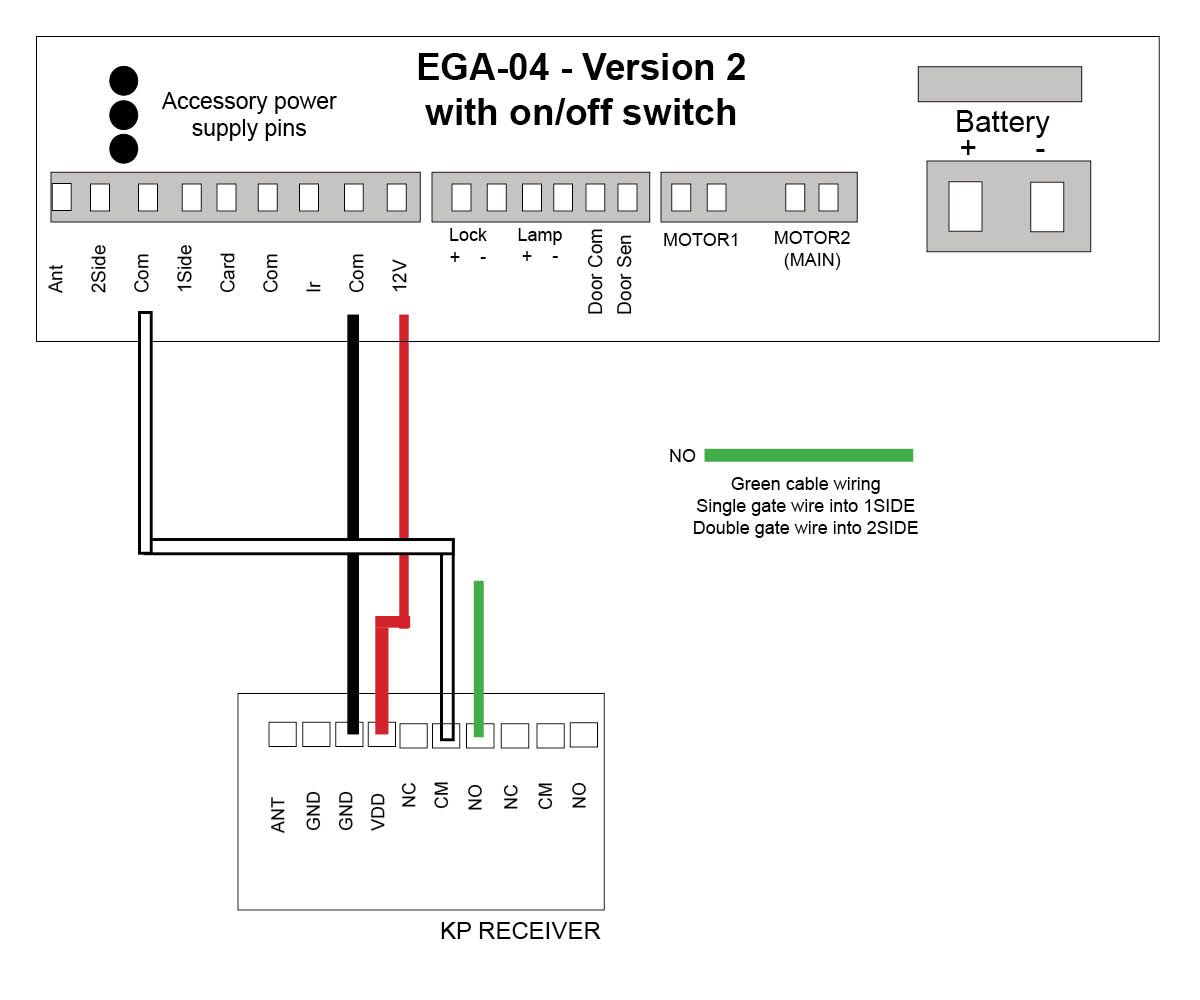 e8 wireless push button and KP receiver wiring